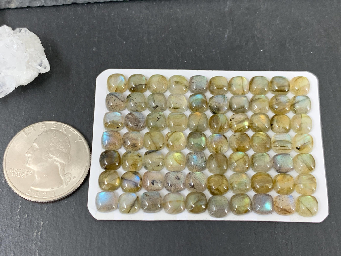 Labradorite Square Cushion 6mm Calibrated Cabochon - Natural Gemstone