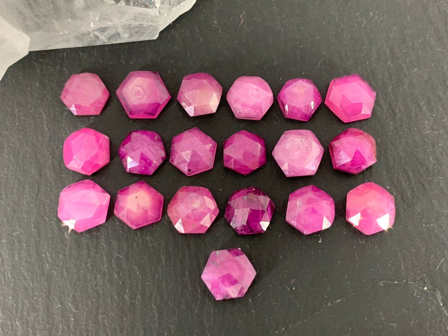 Faceted Pink Sapphire hexagon 7mm cabochon