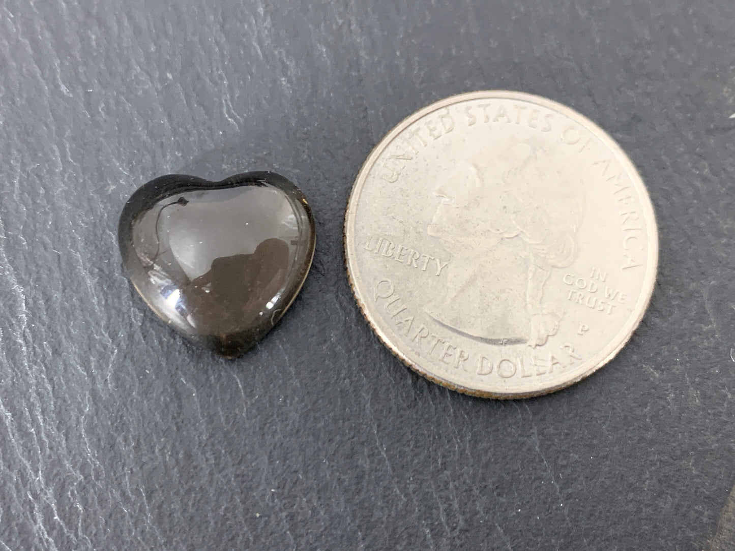 Smokey Quartz heart 15x15mm Cabochon - Calibrated cabochons