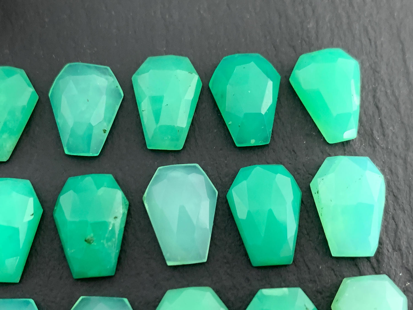 Faceted Chrysoprase Coffin 9x12mm cabochon - Select your cabochon