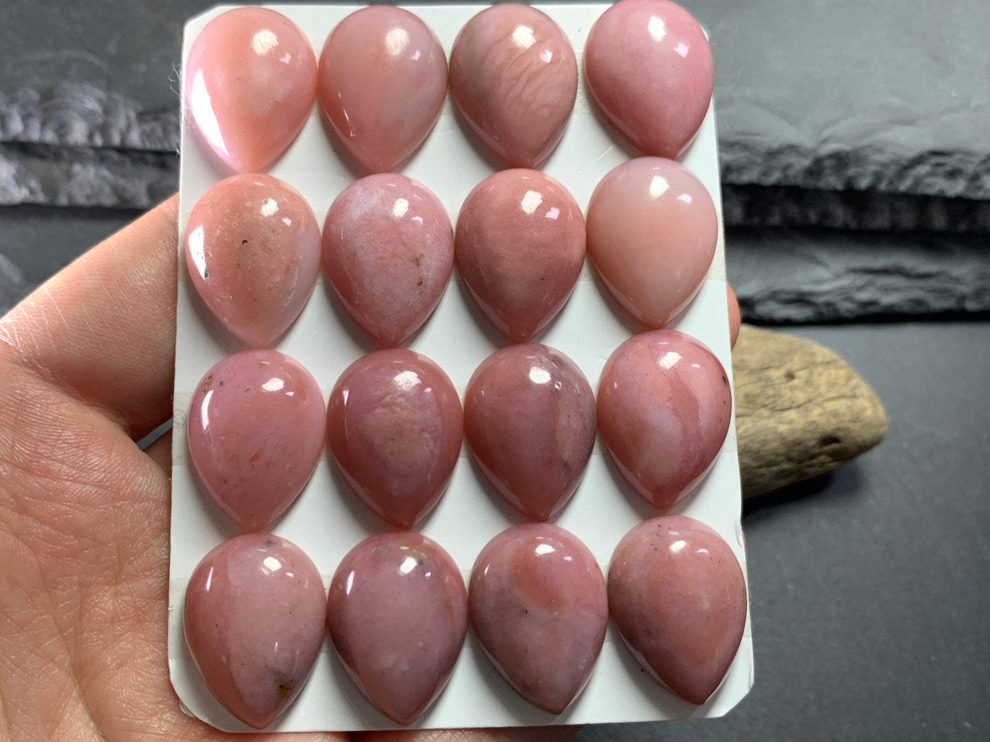 Pink Opal pear 15x20mm cabochon - Calibrated cabochons