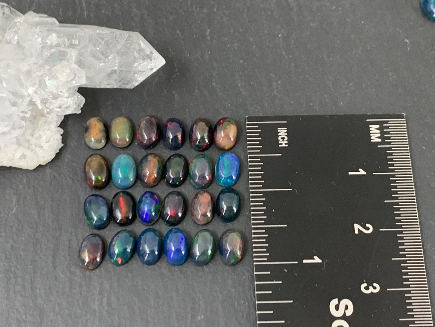 Black Ethiopian Opal oval 4x6mm cabochon