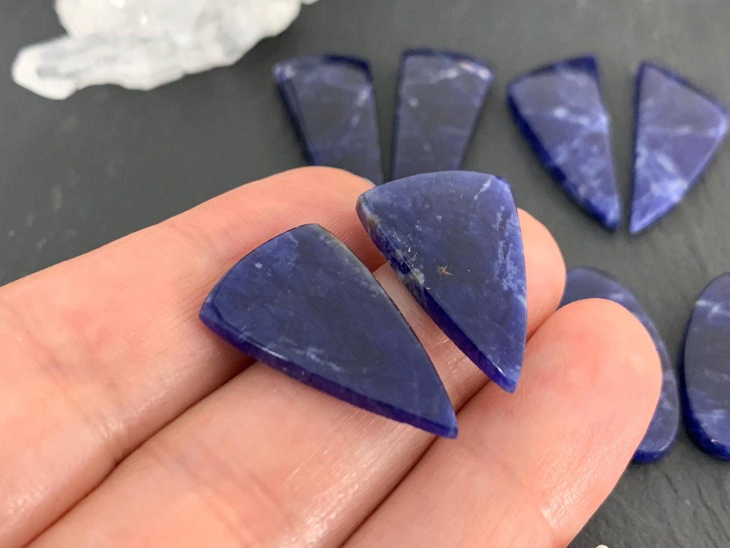 Natural Sodalite pair 24-30mm long cabochon