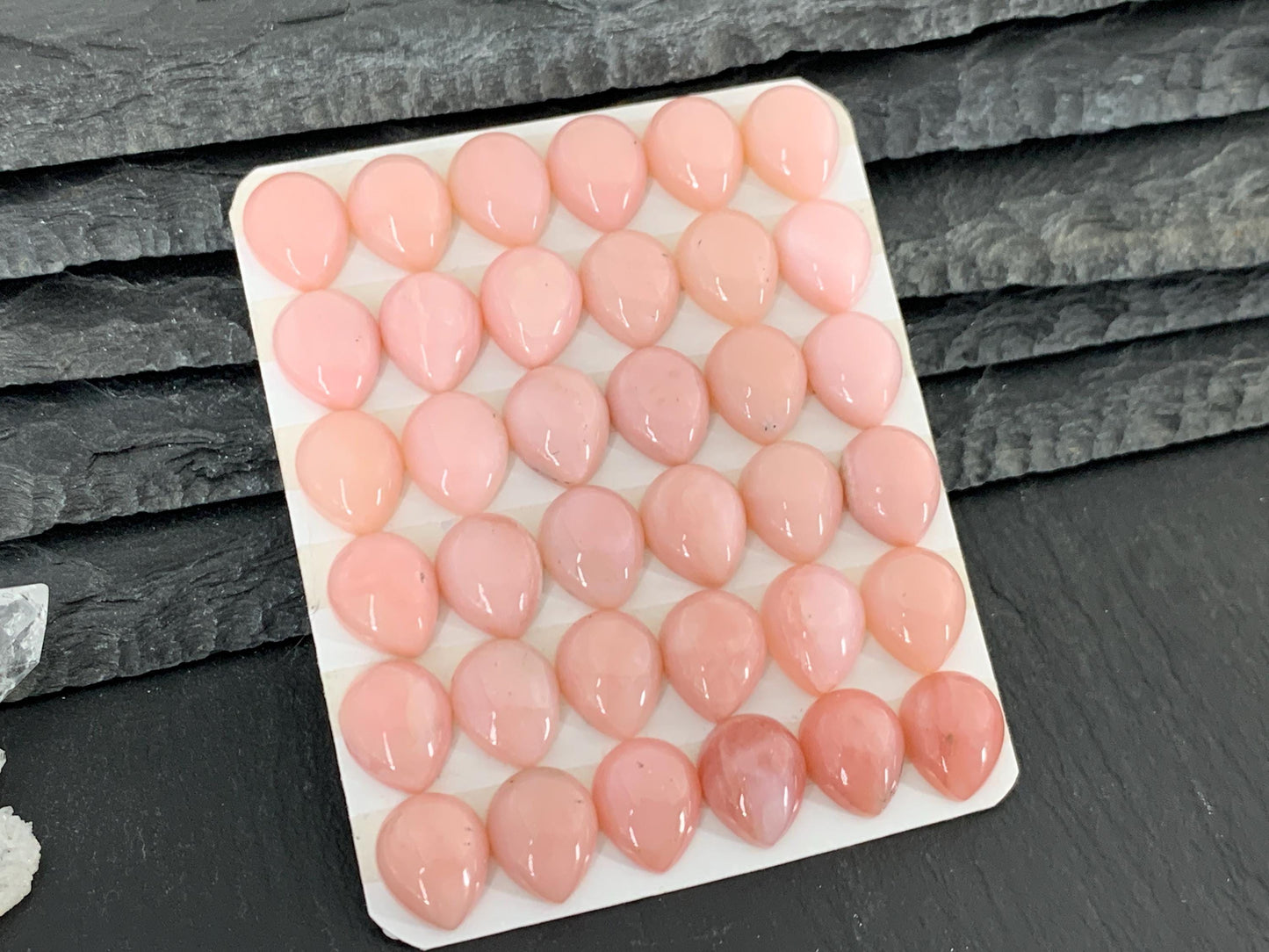 Pink Opal pear 10x12mm cabochon - Calibrated cabochons