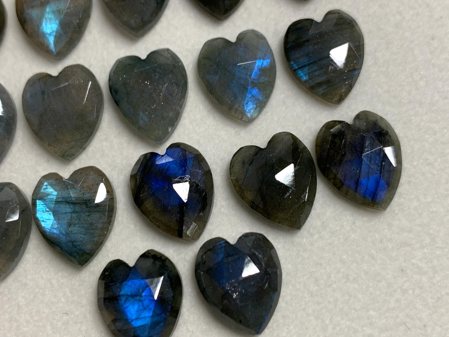 Faceted Labradorite heart 11x13mm cabochon