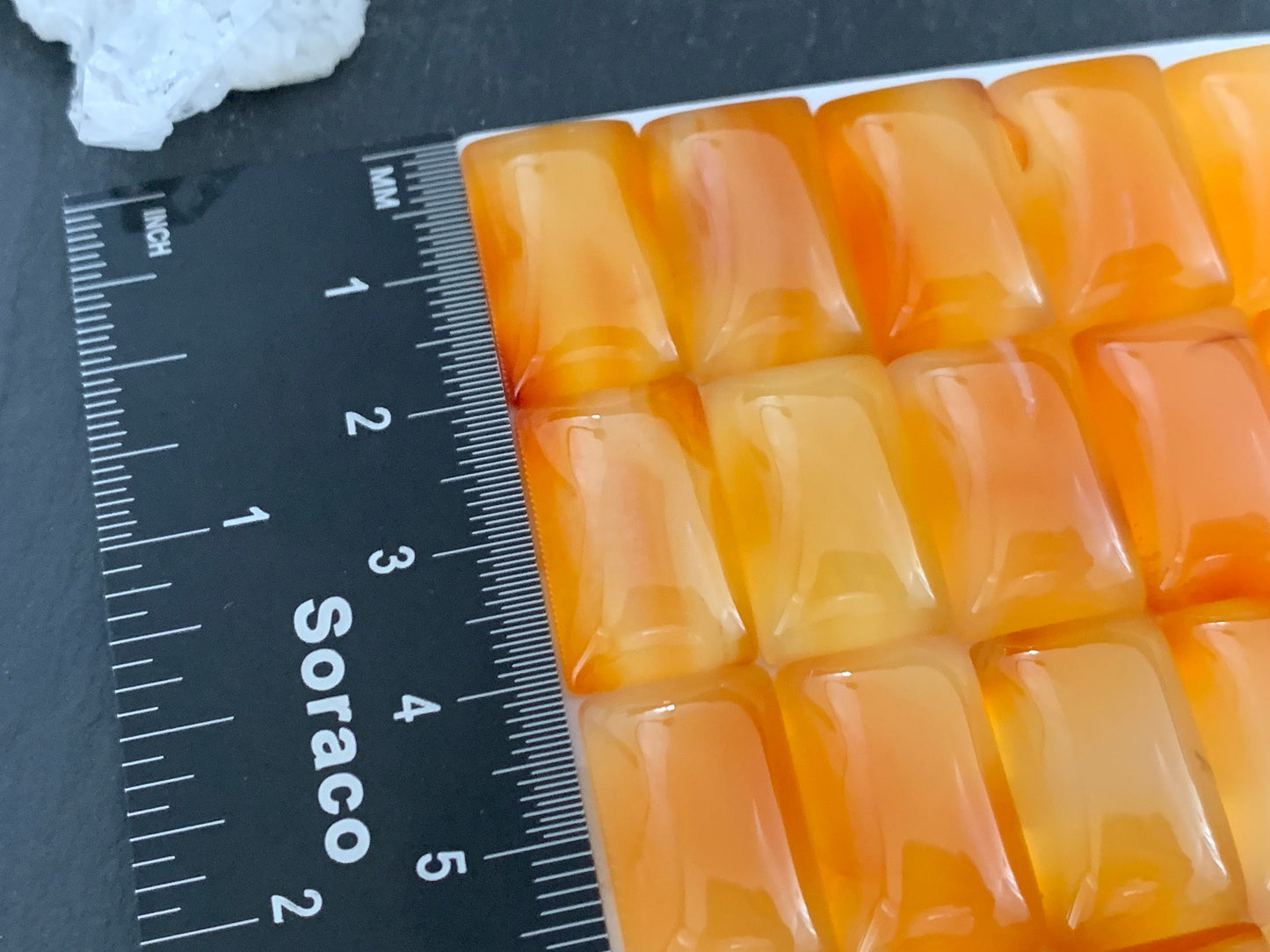 Carnelian rectangle 13x20mm cabochon - Calibrated cabochons