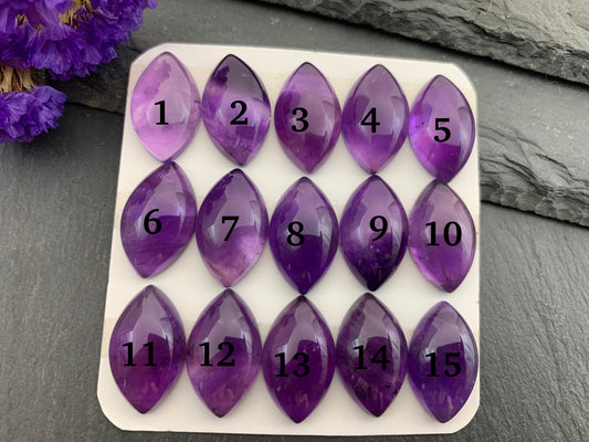 Amethyst marquise 12x20mm cabochon - Calibrated cabochons