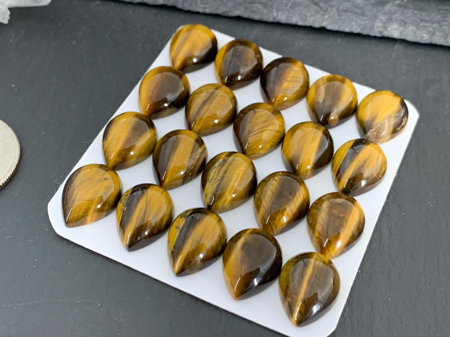 Tiger Eye pear 12x16mm Cabochon - Calibrated cabochons