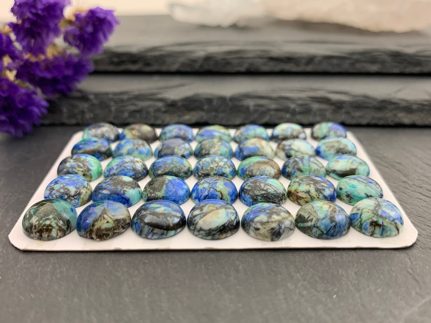 Azurite round 10mm cabochon - Calibrated cabochons