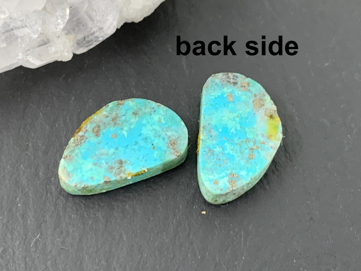Tibetan Turquoise Pair 9x15mm Cabochon - Hand Cut Cabochon