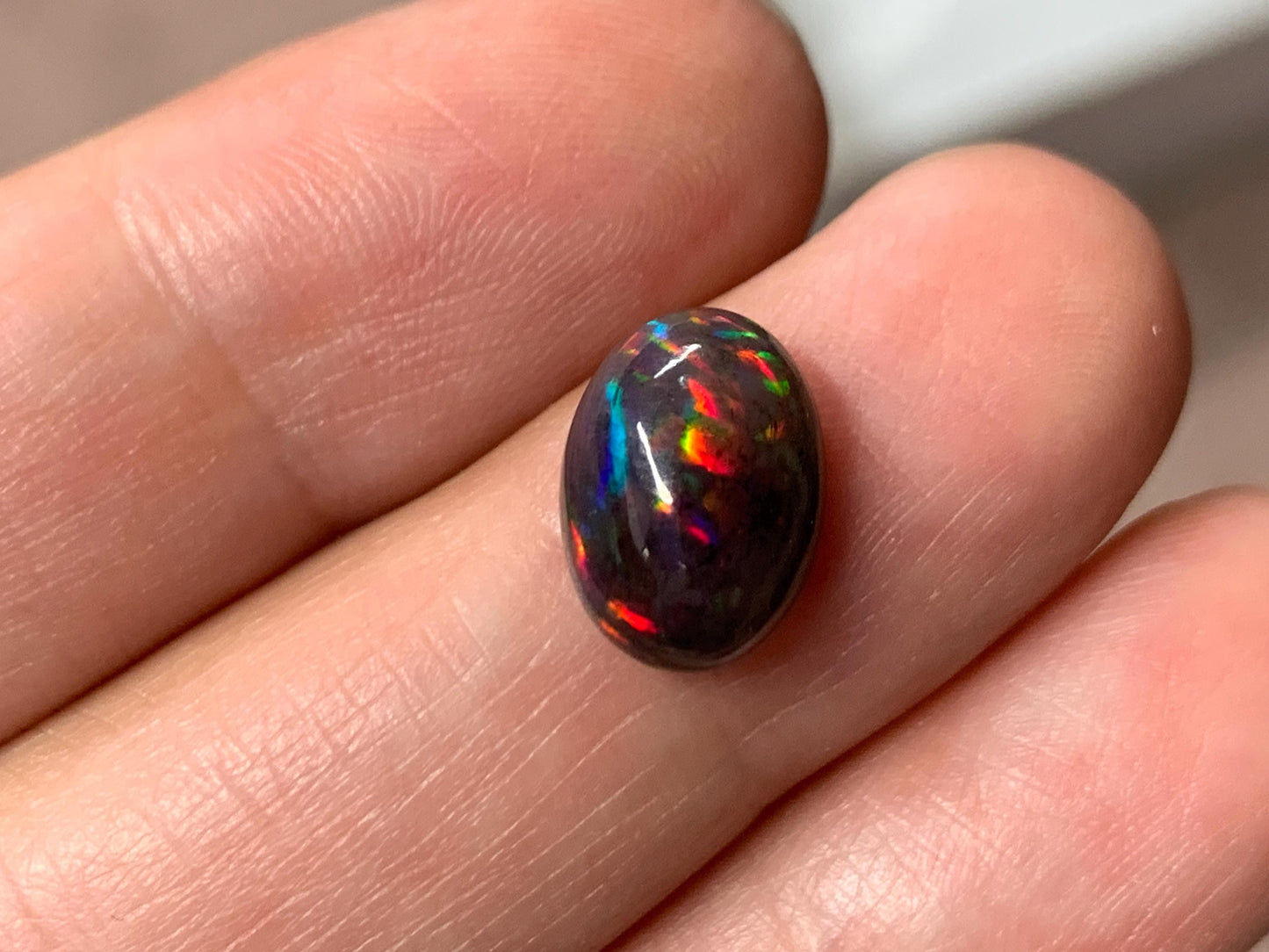 Black Ethiopian Opal oval 8x11x45mm cabochon