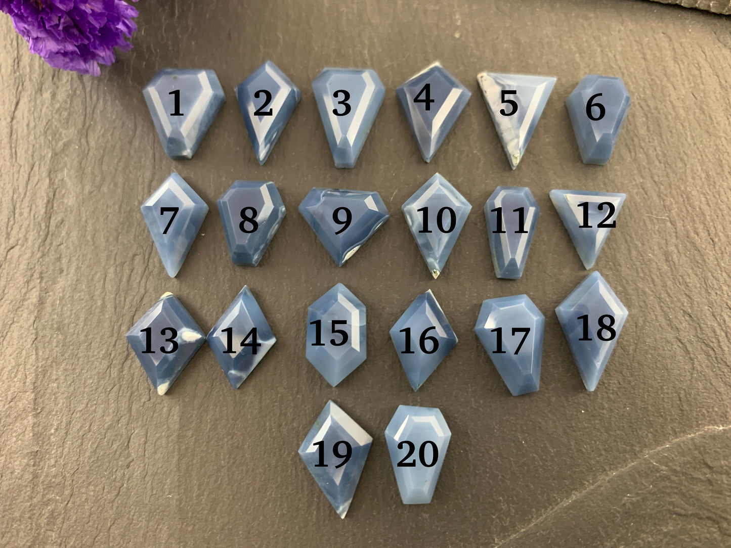 Step Cut Blue Opal cabochon