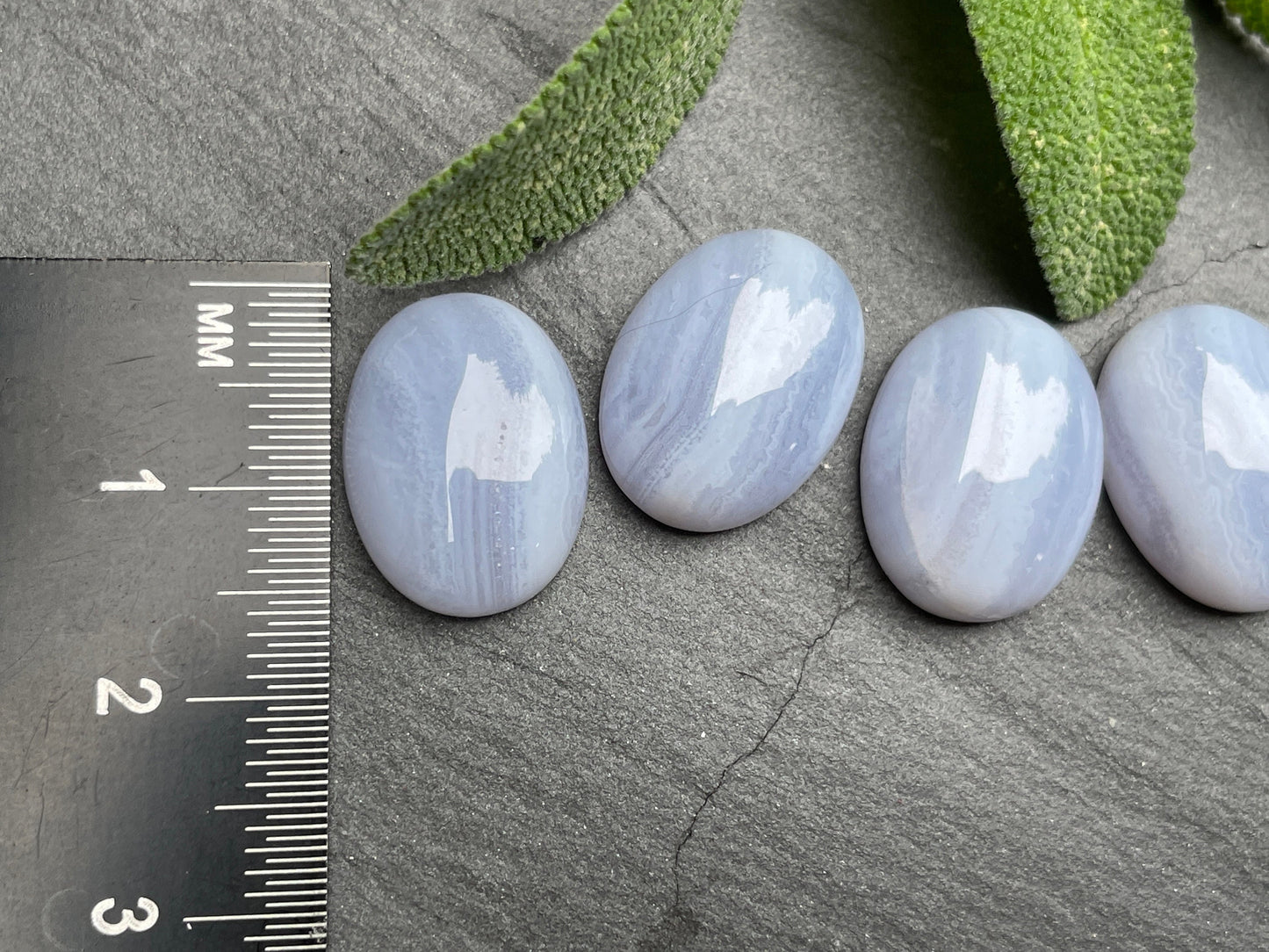 Blue Lace Agate oval 12x16mm cabochon - Calibrated cabochons
