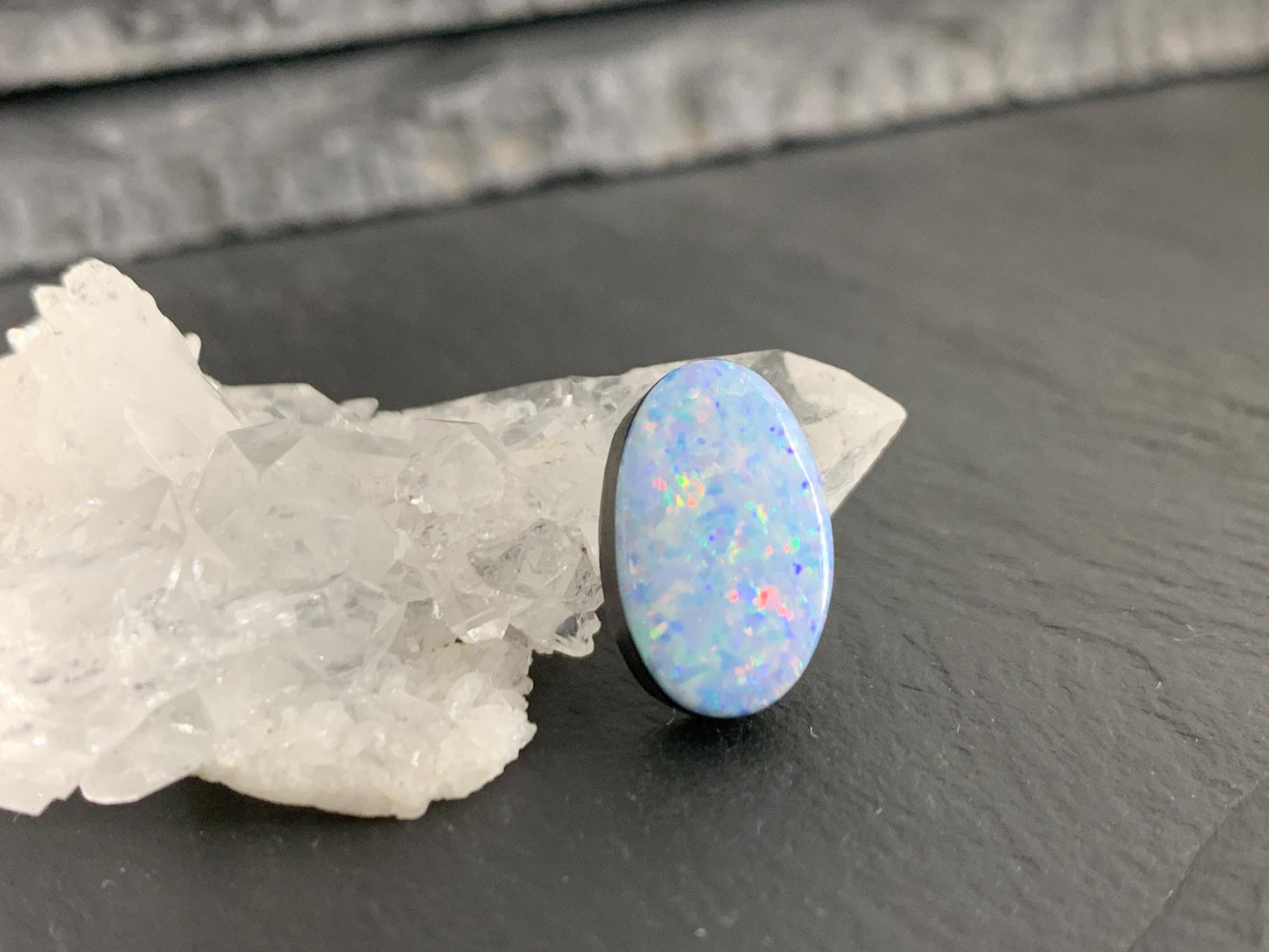 Australian Opal doublet 9x14x4.5mm cabochon