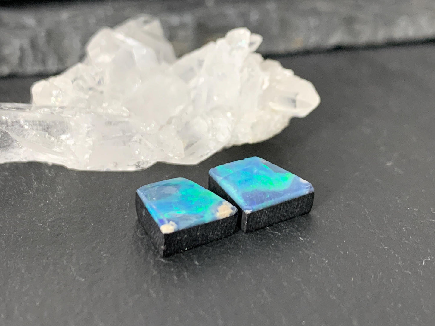 Australian Opal doublet 8x9x3.5mm pair of cabochons