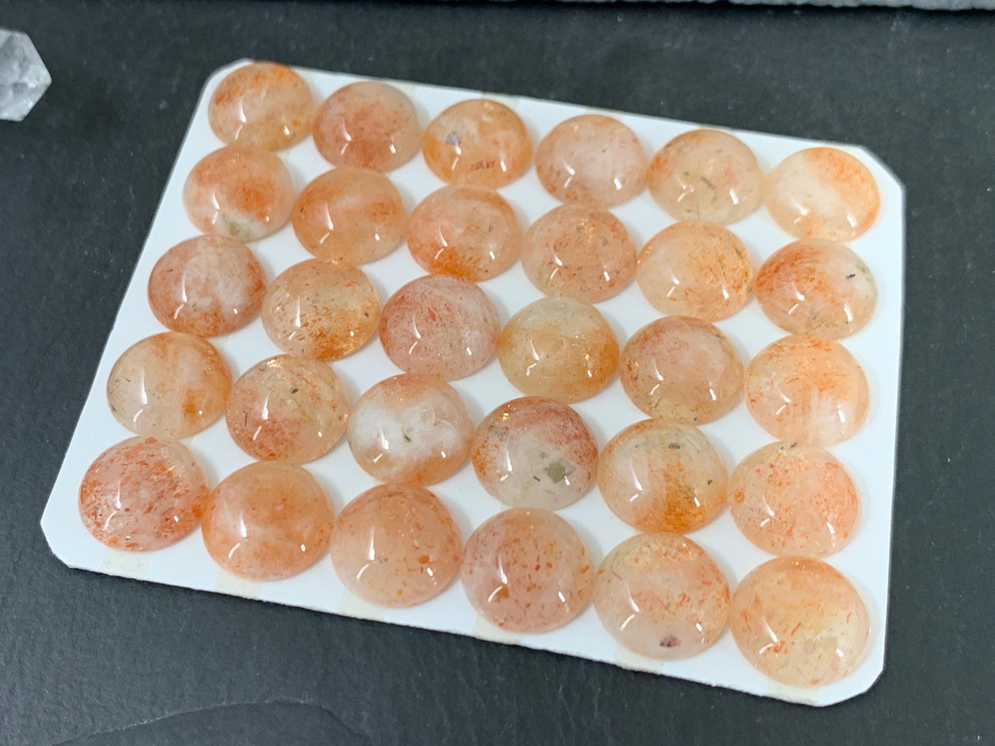 Sunstone round 12mm cabochon - Calibrated cabochons