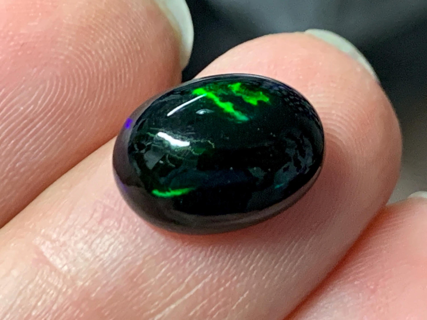 Natural Ethiopian Black Opal 9x12x6mm cabochon