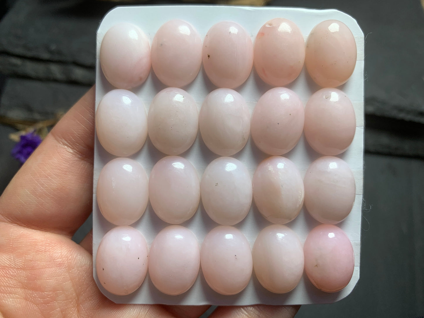 Pink Opal oval 12x16mm cabochon - Calibrated cabochons