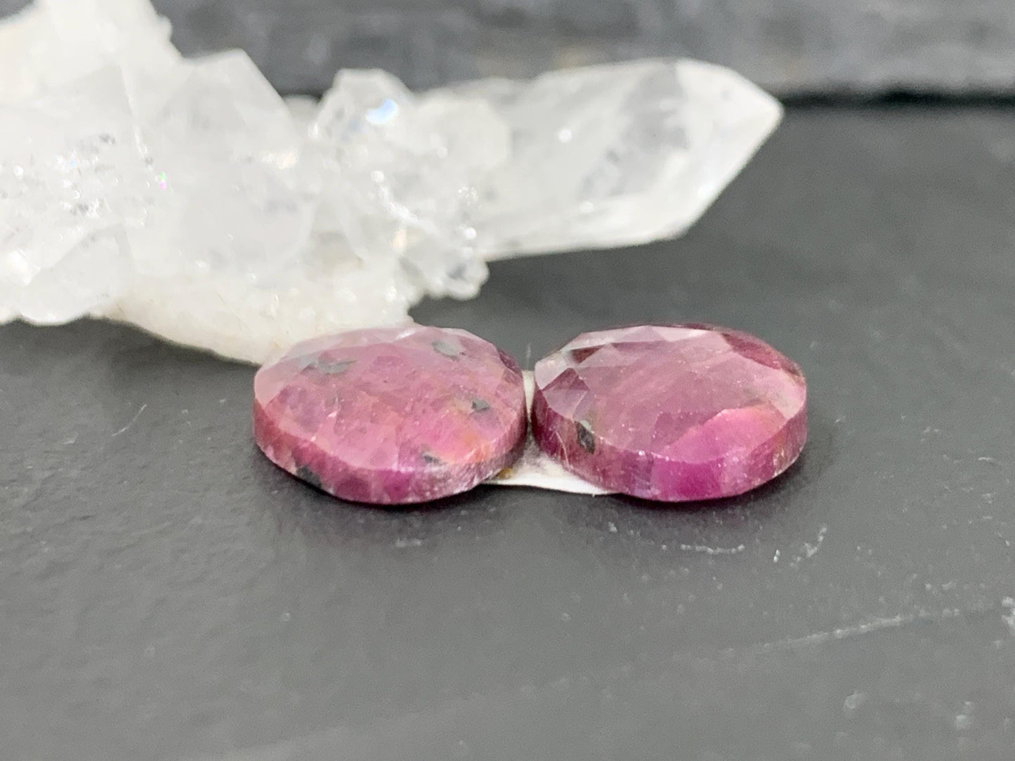Faceted Ruby pair 11x16x4mm cabochon