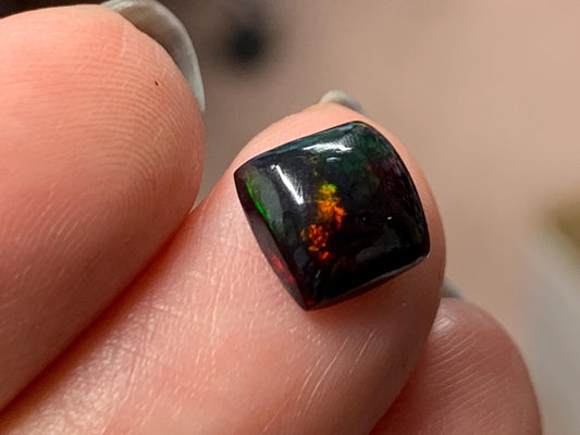 Natural Ethiopian Black Opal 8x8x4mm cabochon