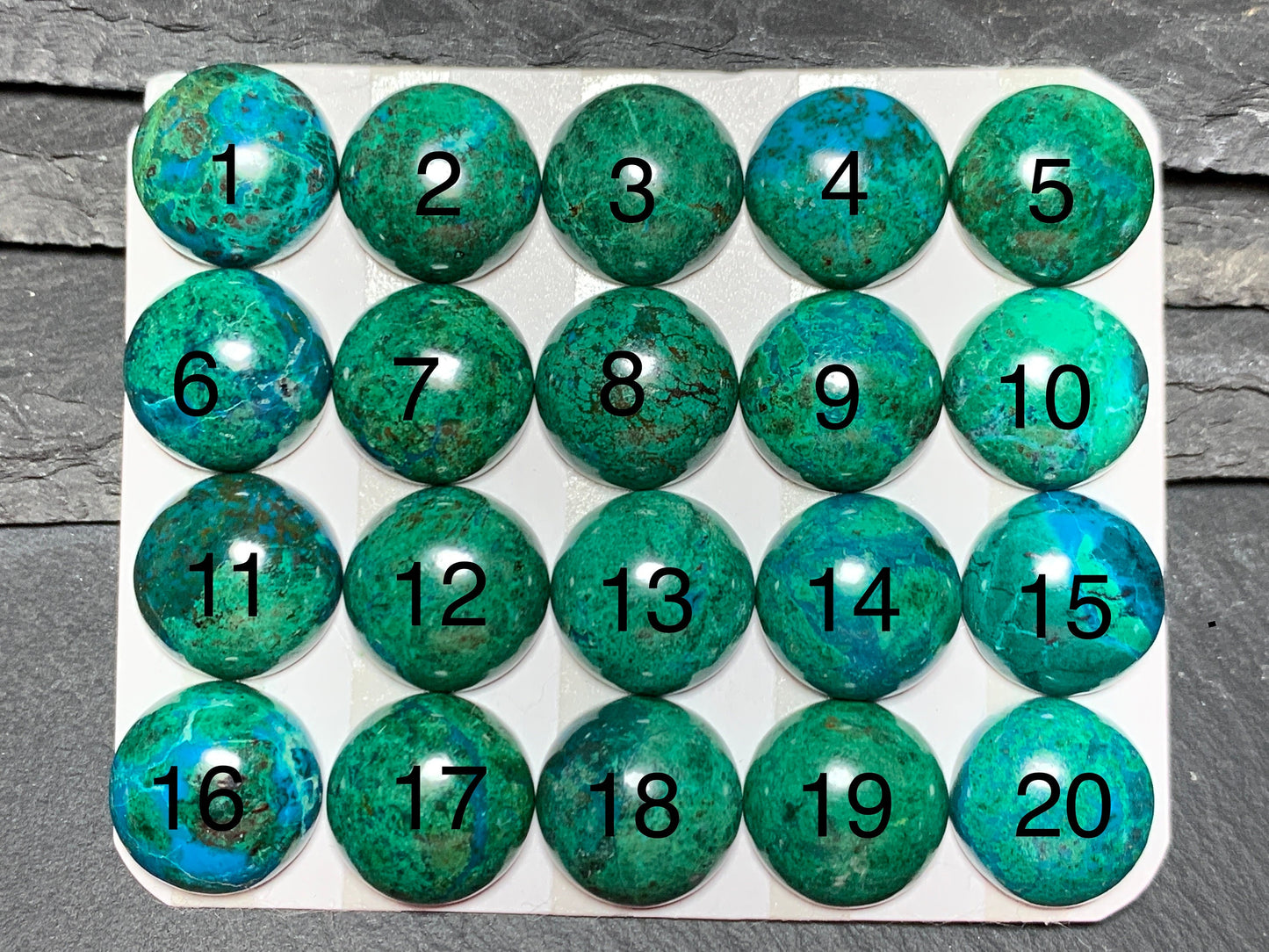 Chrysocolla round 15mm cabochon - Calibrated cabochons