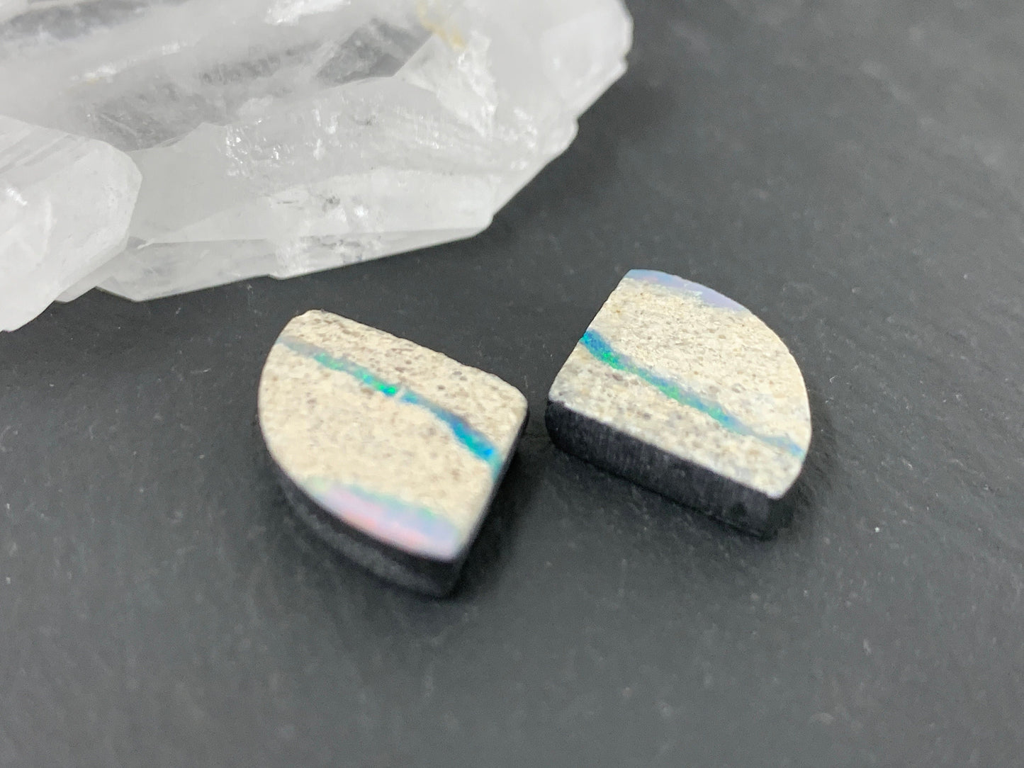 Australian Opal doublet 12x18x3.5mm pair of cabochons