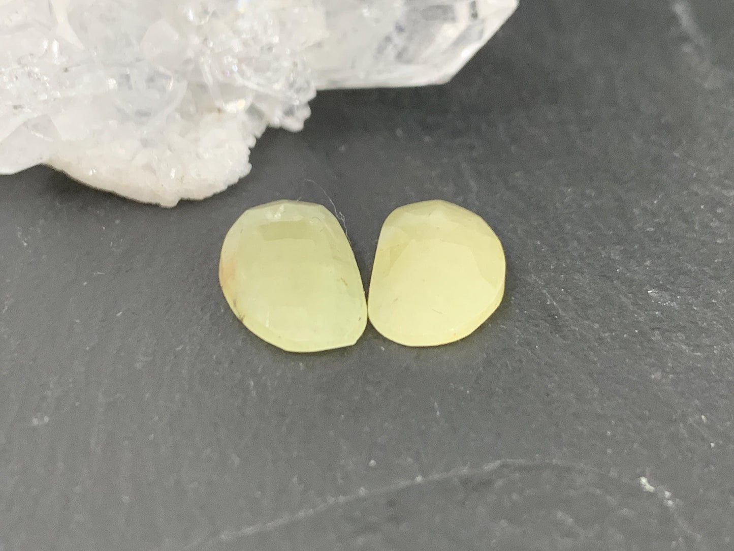 Faceted Yellow Sapphire pair 8x15x3mm cabochon
