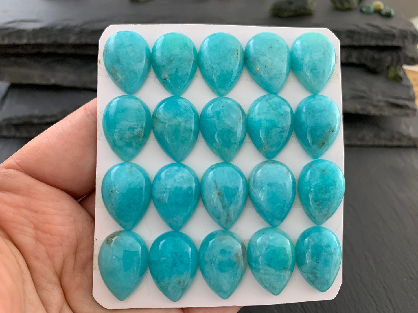 Amazonite Pear 13x18mm Cabochon - Calibrated cabochons