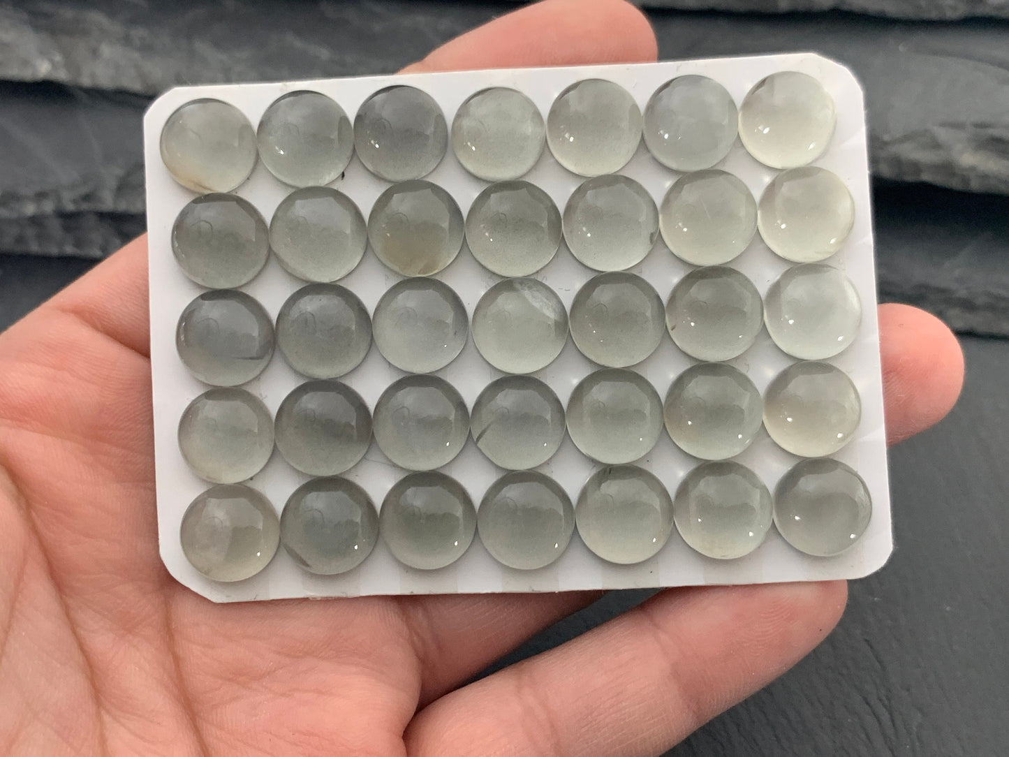 Grey Moonstone round 10mm cabochon - Calibrated cabochons
