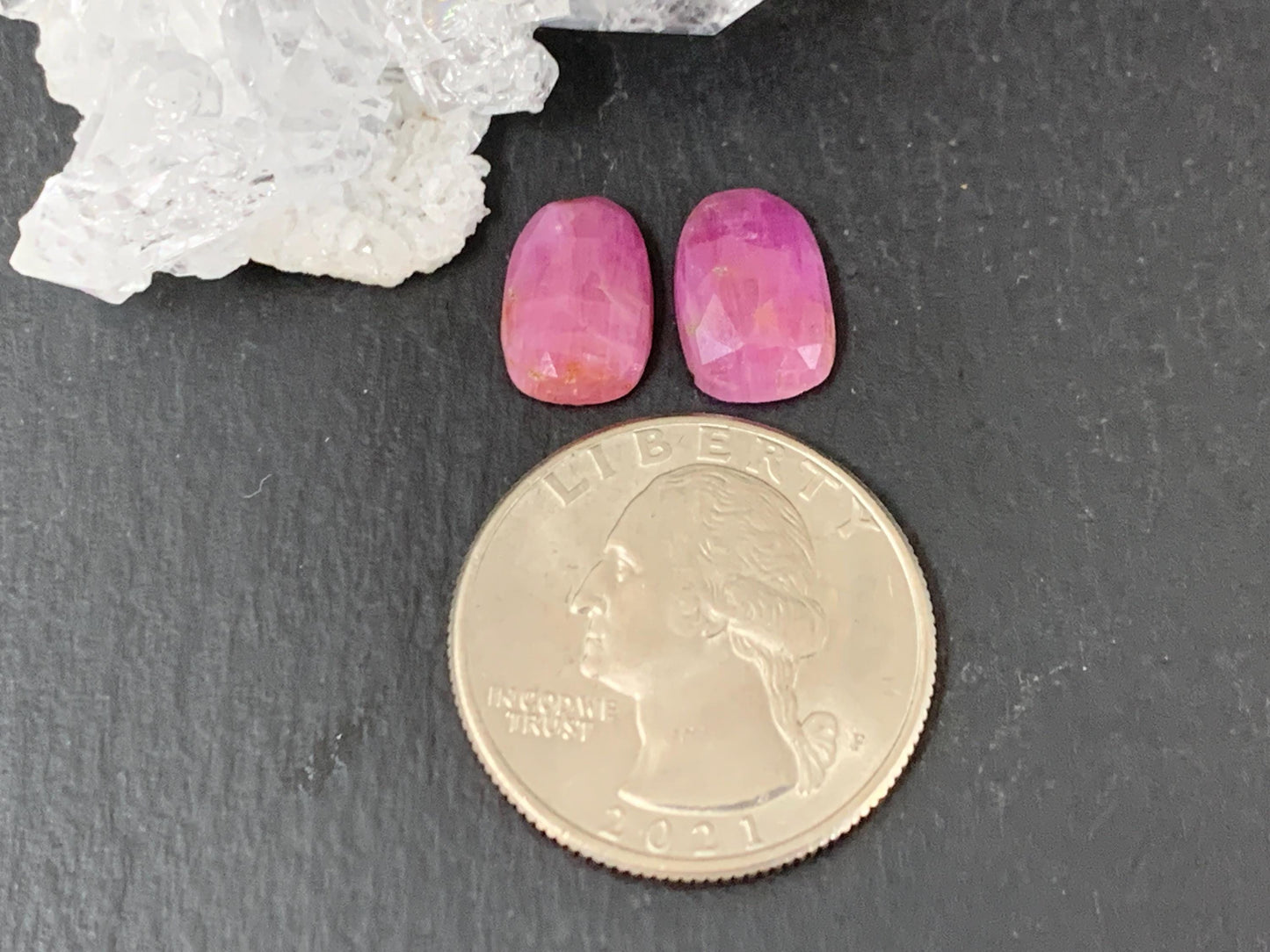 Faceted Ruby pair 8x12x3mm cabochon