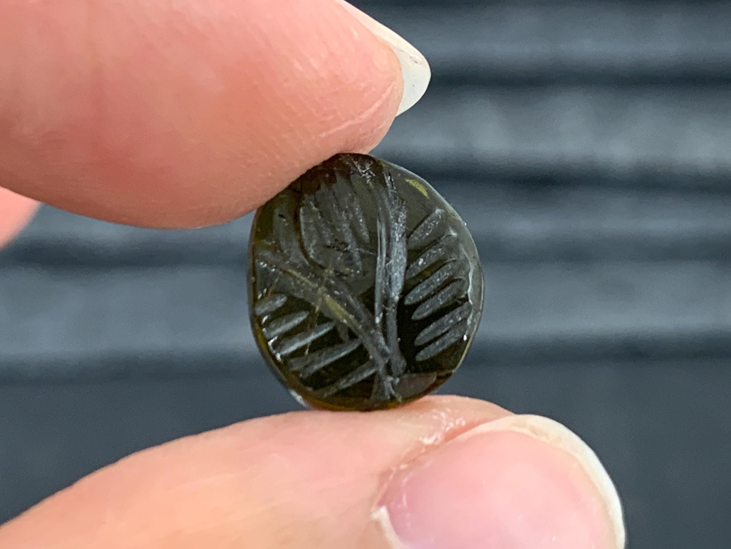 Carved Tourmaline 10x11x25mm cabochon