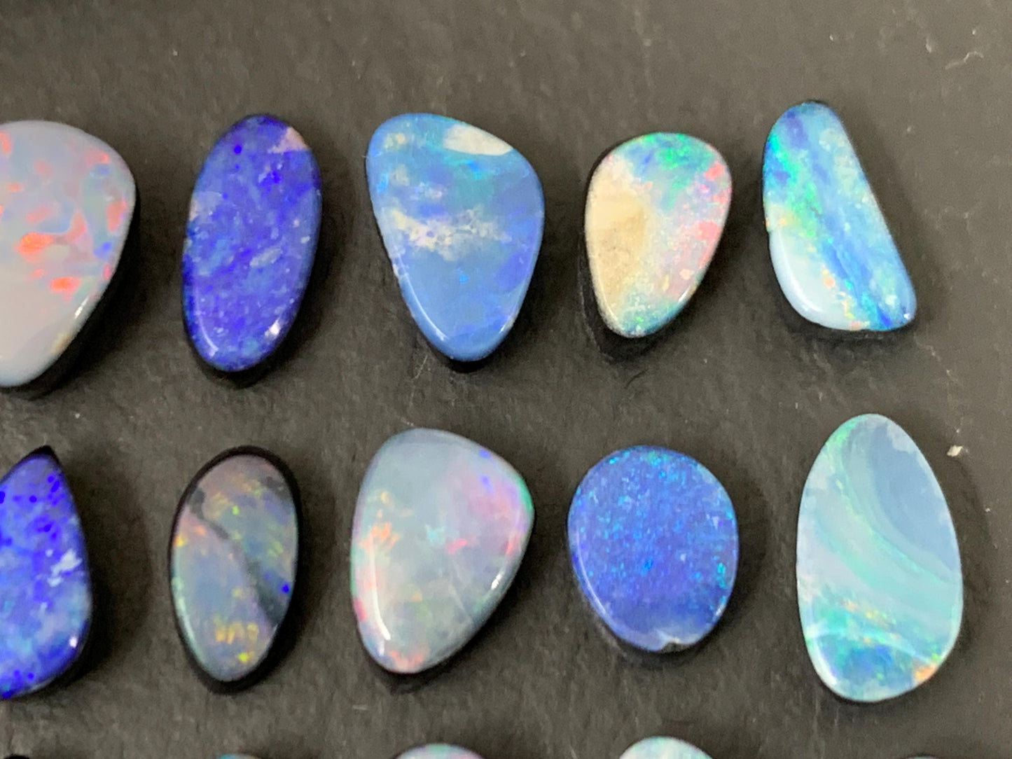 Australian Opal Doublet 6-8.5mm long cabochon - Select your piece