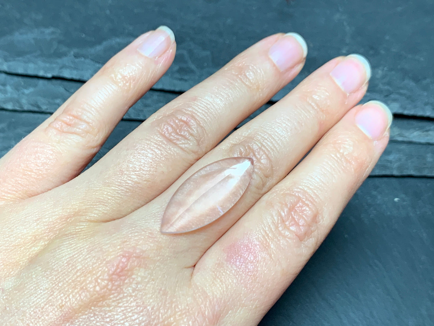 Faceted Rose Quartz marquise 12x30mm cabochon - Calibrated cabochons
