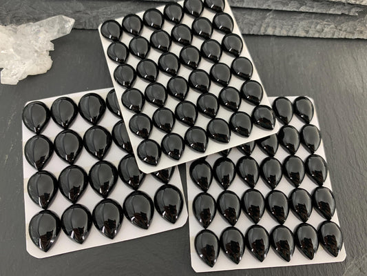 Black Agate pear 10x12mm, 10x14mm, 12x16mm cabochon