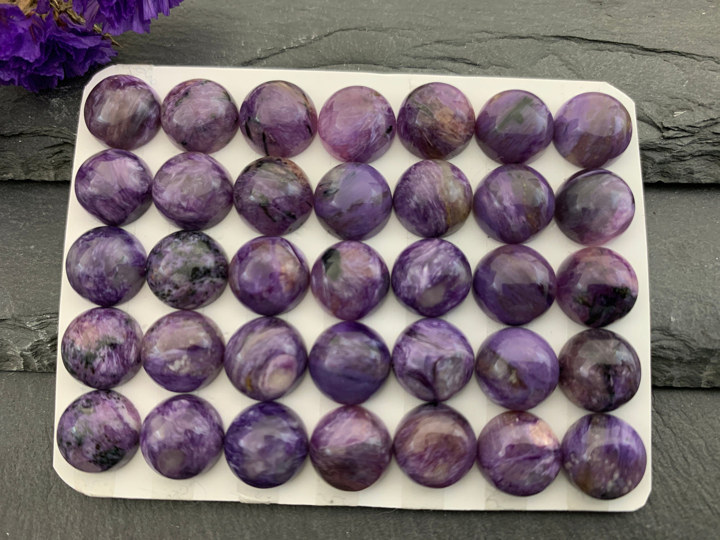 Charoite round 10mm cabochon - Calibrated cabochons