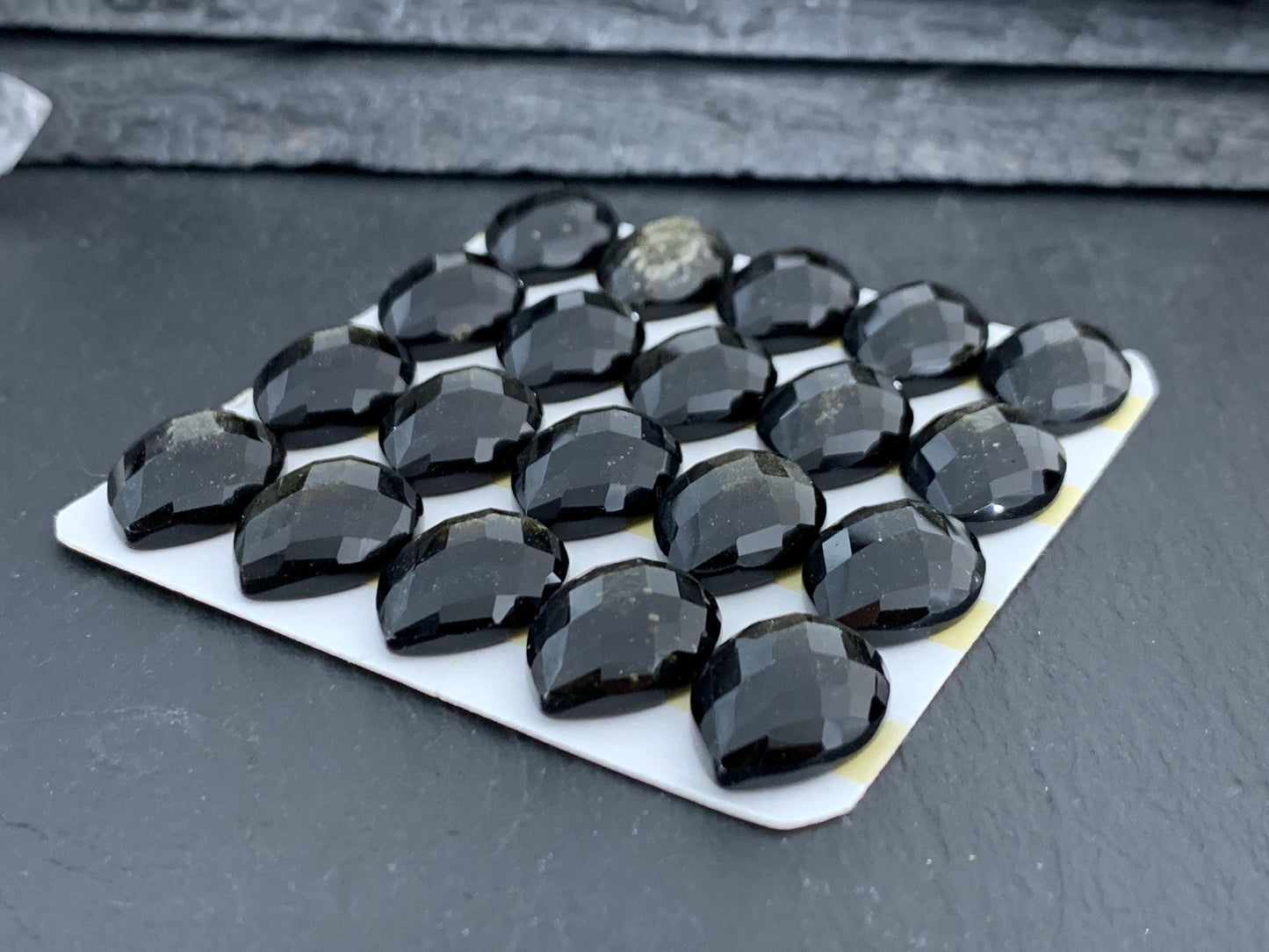 Faceted Gold Obsidian pear 12x16mm cabochon