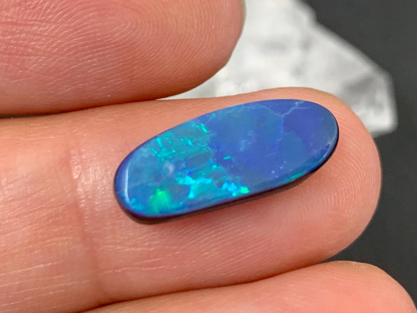 Australian Opal Doublet Natural 6x16x4mm Cabochon Free Form Opal Stone
