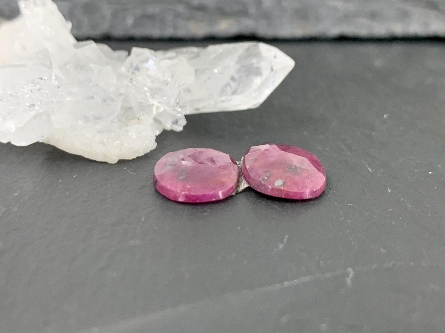 Faceted Ruby pair 10x13x3mm cabochon