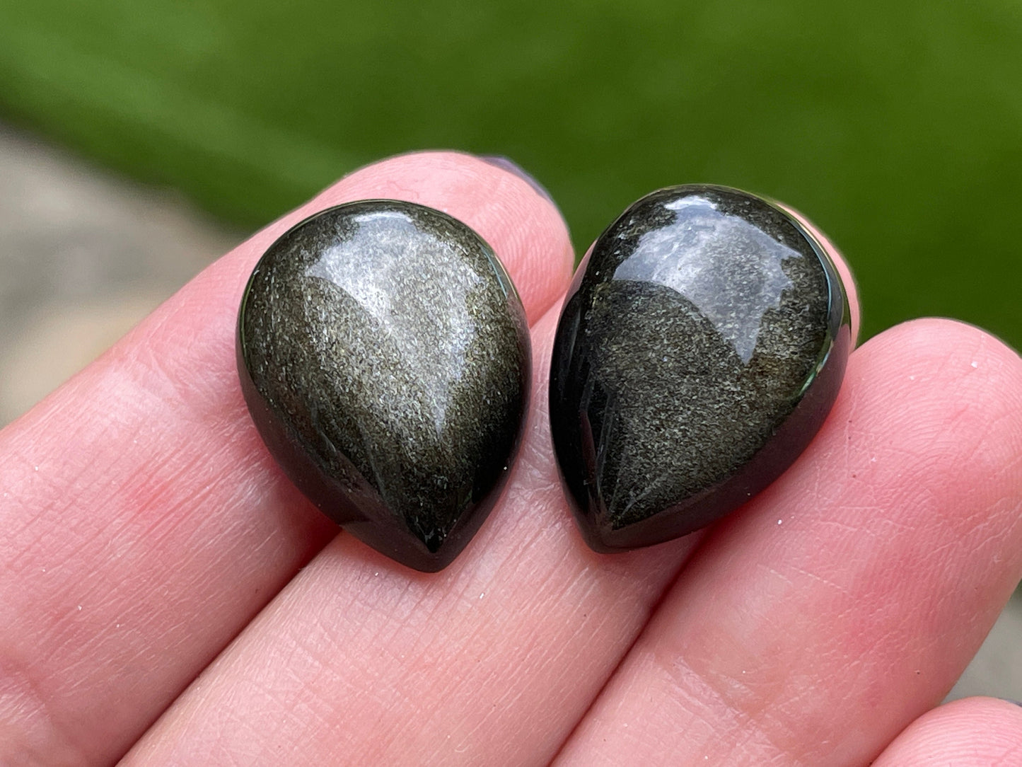 Gold Obsidian pear 18x25mm & 15x20mm cabochon - Calibrated cabochons