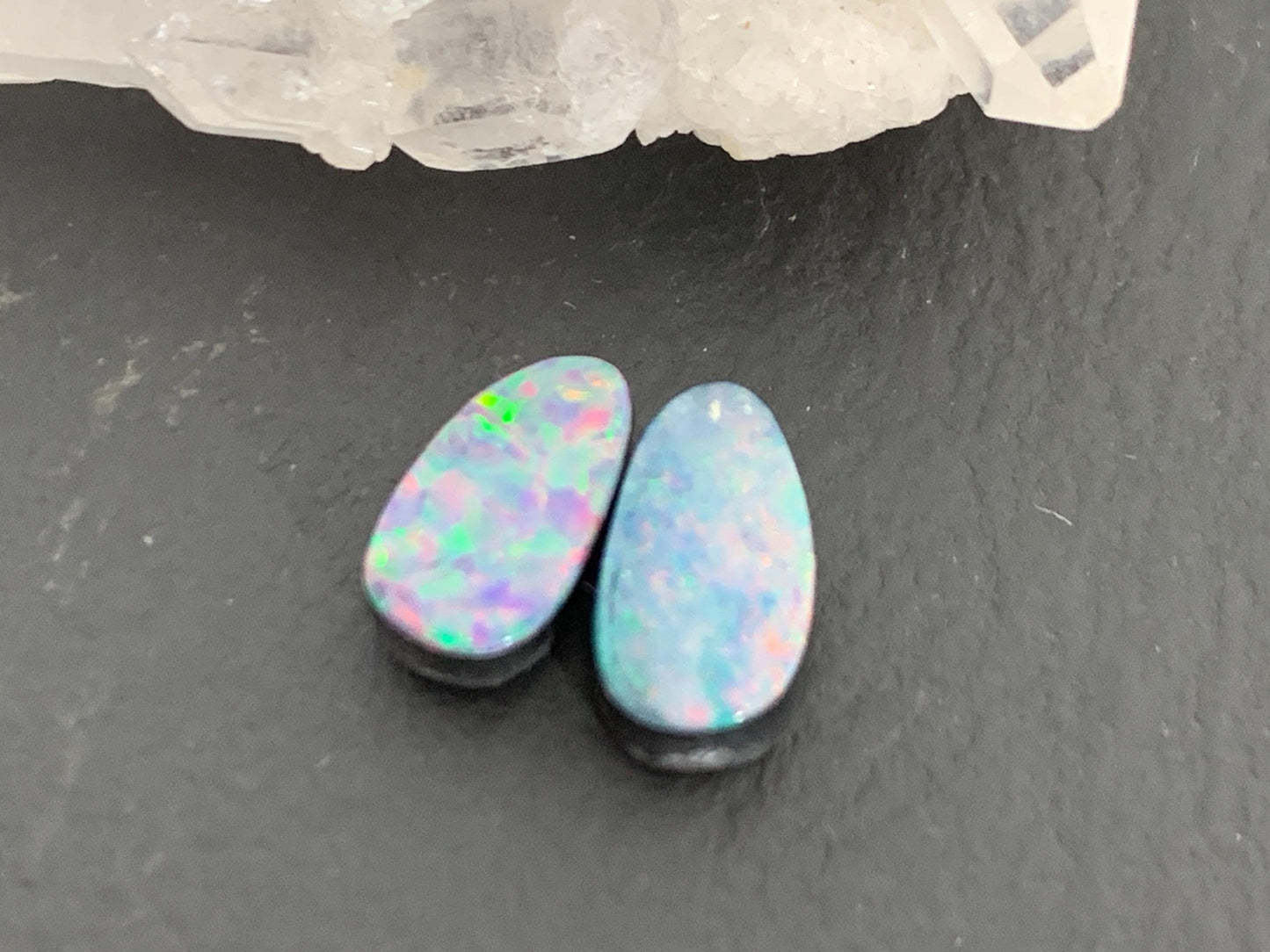 Australian Opal doublet 5x9mm pair of cabochons