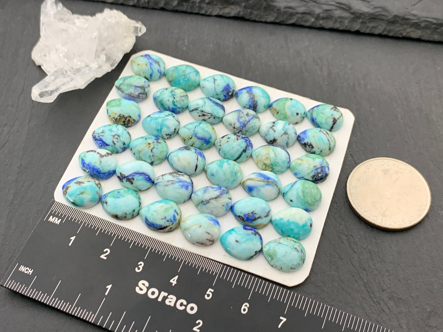 Azurite Pear 10x12mm cabochon from Peru - Calibrated cabochons
