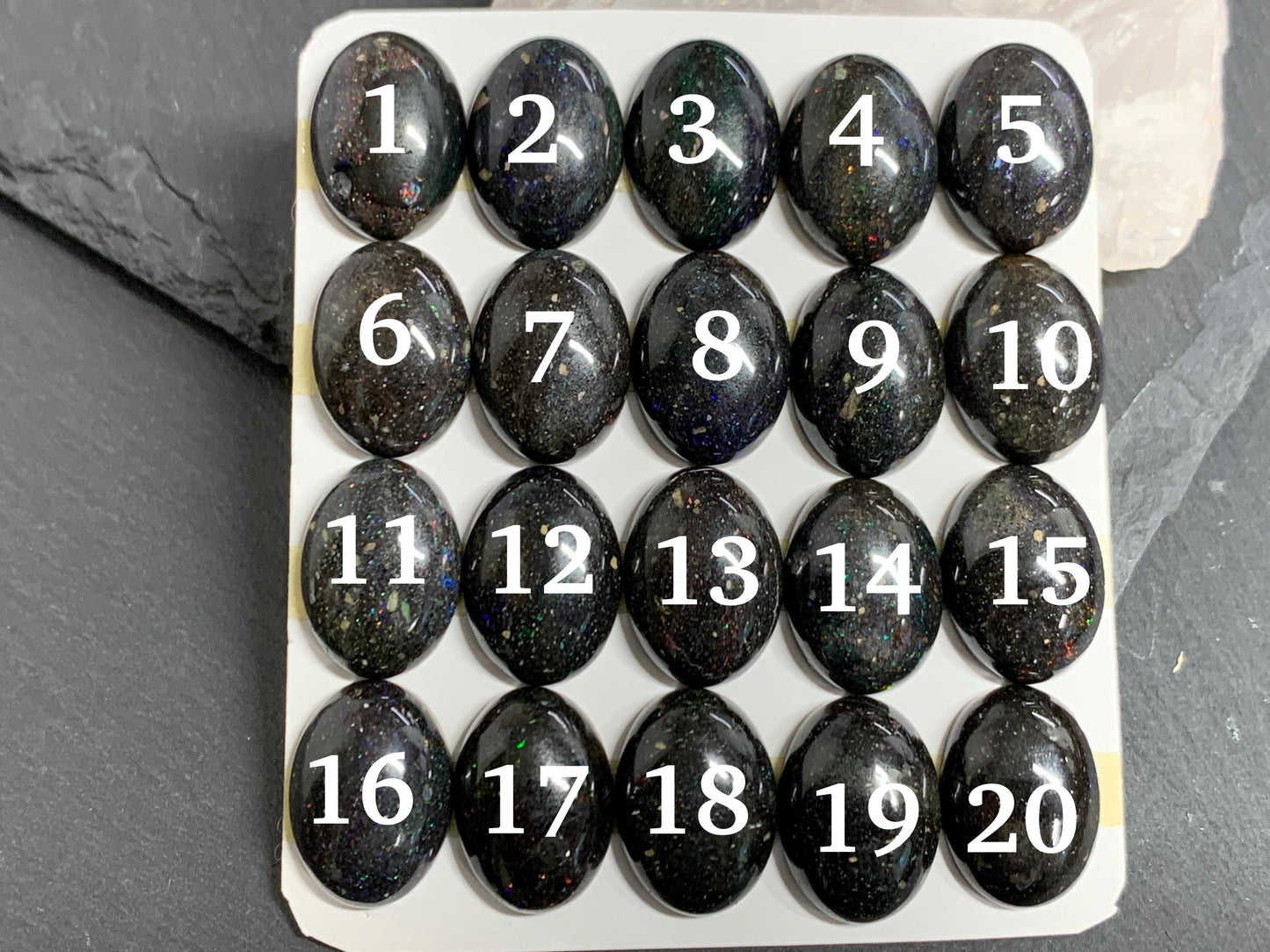 Black Andamooka Opal oval 13x18mm cabochon - Matrix Australian Opal