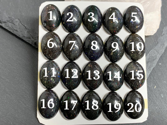 Black Andamooka Opal oval 13x18mm cabochon - Matrix Australian Opal