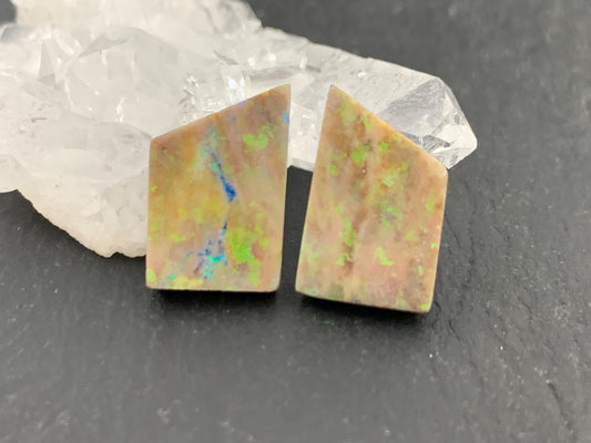 Australian Opal doublet 9x14x4mm pair of cabochons