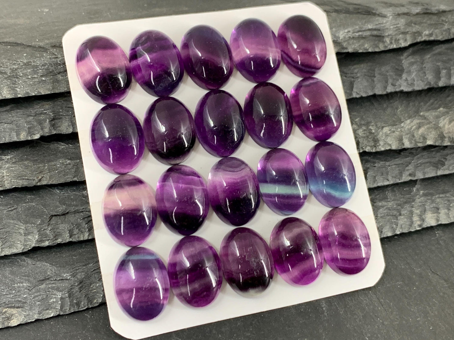 Purple Fluorite oval 12x16mm cabochon - Calibrated cabochons