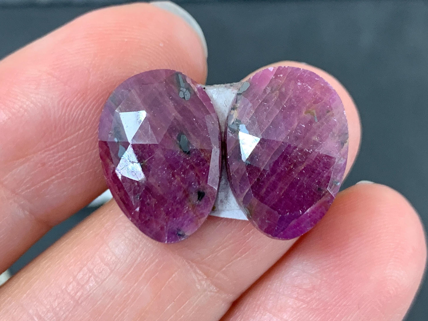 Faceted Ruby pair 11x16x4mm cabochon