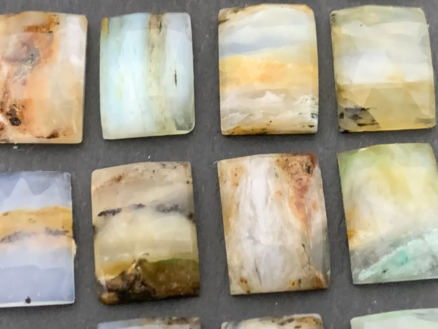 Faceted Peruvian Opal rectangle 10x14mm cabochon
