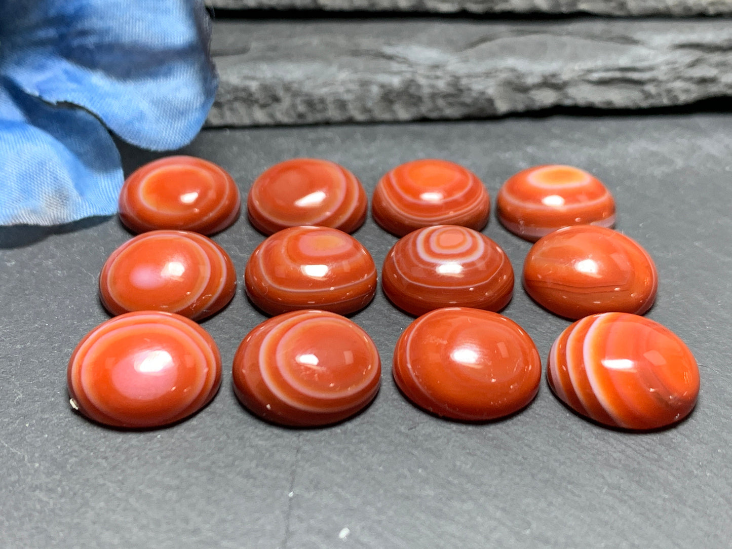 Red Agate round 15mm cabochon- Calibrated cabochons