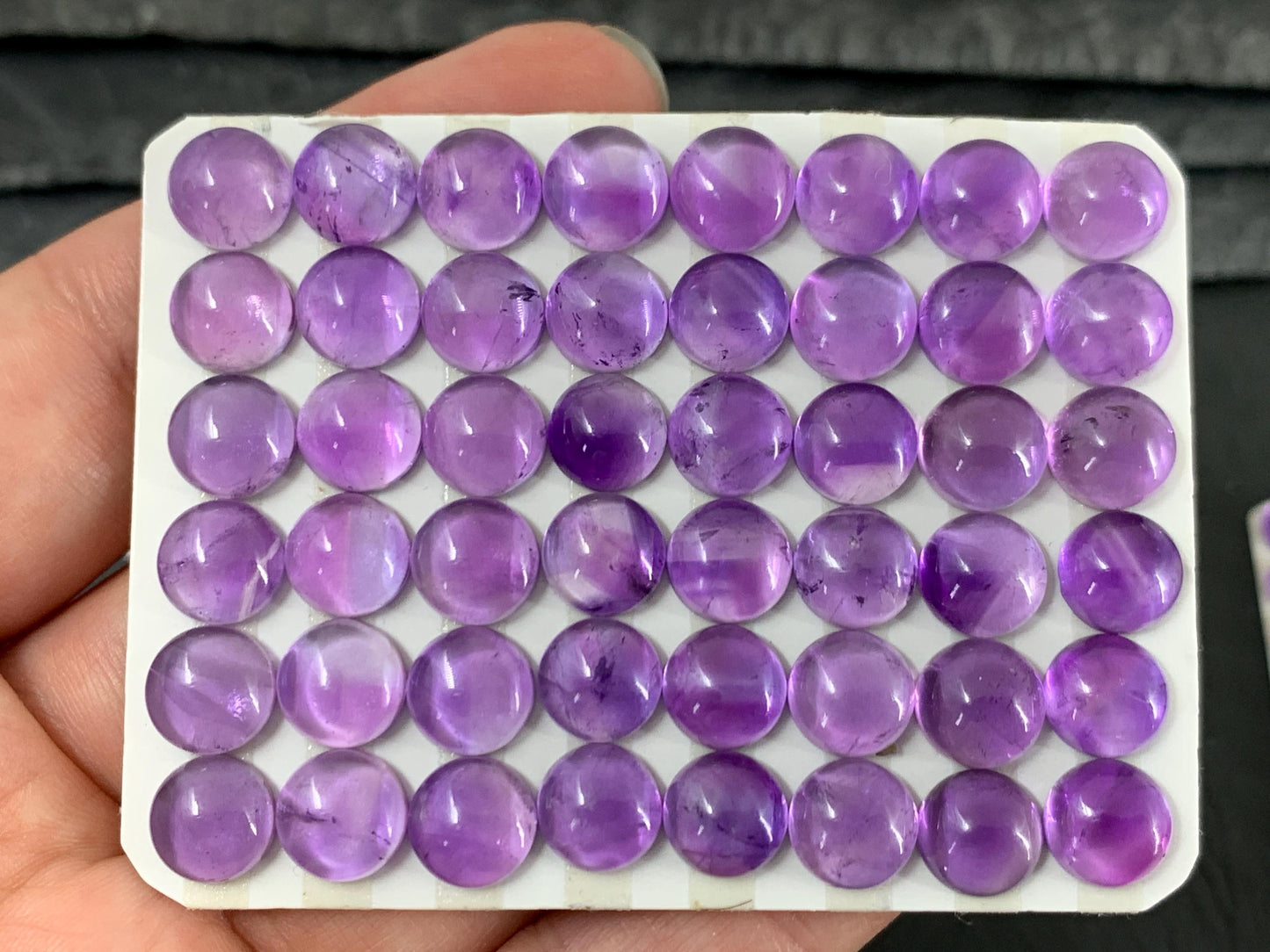 Amethyst round 7, 8mm cabochon - Calibrated cabochons