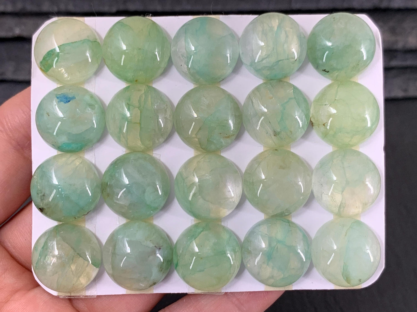 Chrysocolla round 15mm cabochon - Calibrated cabochons